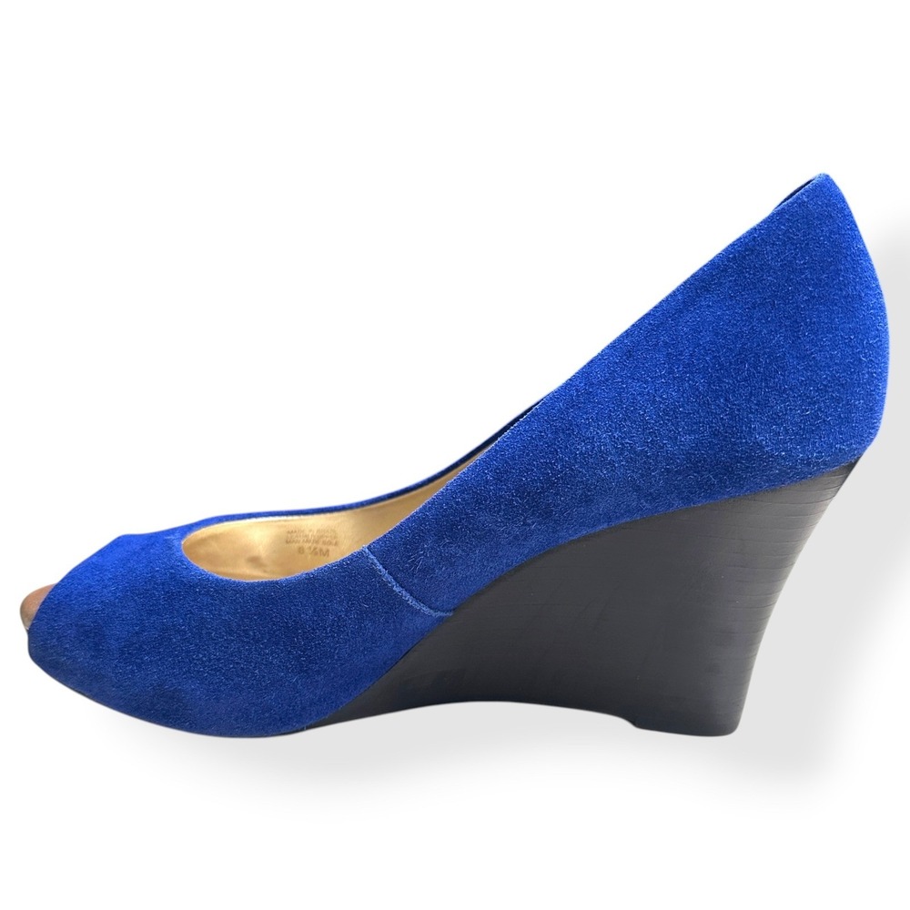 Lilly Pulitzer Womens Resort Wedge Chic Heels Blue 8.5M Peep Toe Suede Preppy - Picture 9 of 11
